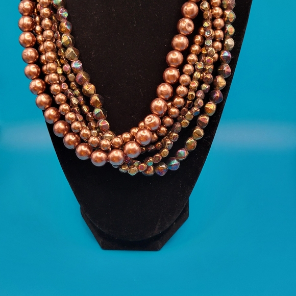 Luxurious Brown and Gold Multi-Strand Necklace - Picture 6 of 6